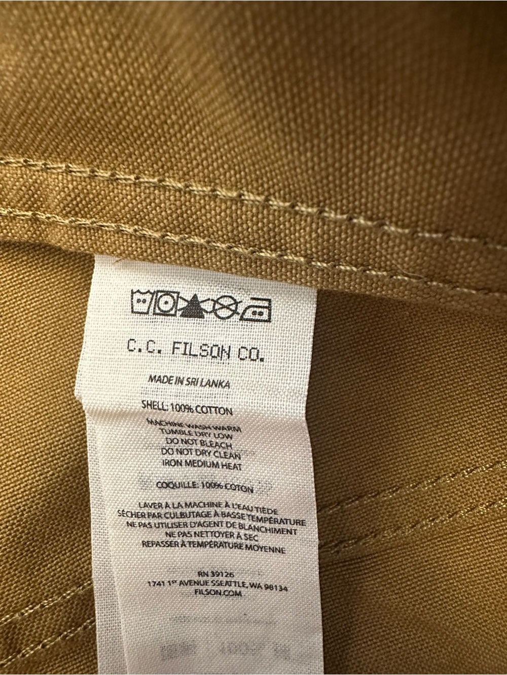 Filson Dry Tin Cloth Utility 5 Pocket Work Pants Mens 30x34 NWT RARE! - Picture 7 of 7